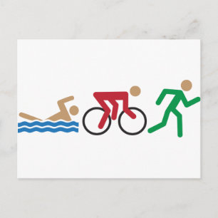 Triathlon logotyp-ikoner i färg vykort