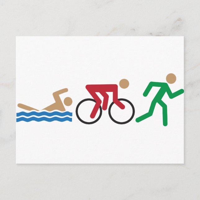 Triathlon logotyp-ikoner i färg vykort (Framsida)