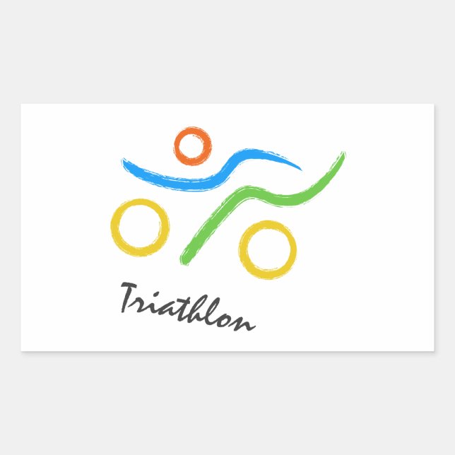 Triathlon-logotyp Rektangulärt Klistermärke (Framsida)