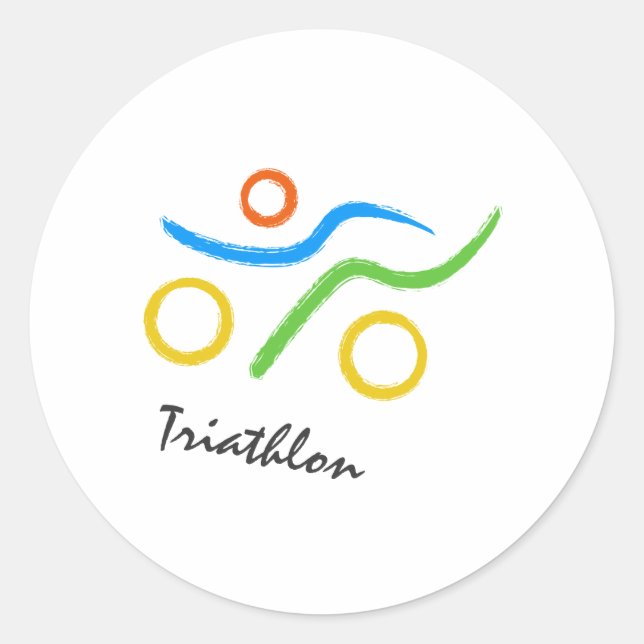 Triathlon-logotyp Runt Klistermärke (Framsida)