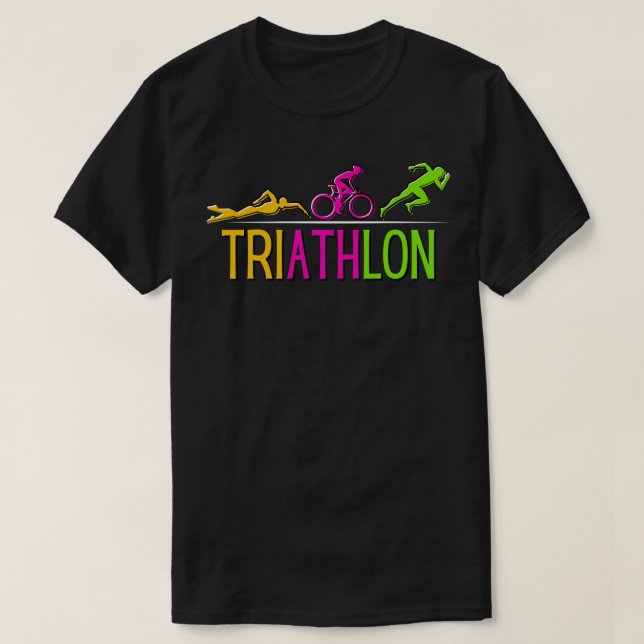 Triathlon Marathon Sport Simma Bike Springa T Shirt (Design framsida)