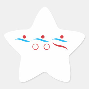 Triathlon modern coola logotyp star-dekal stjärnformat klistermärke