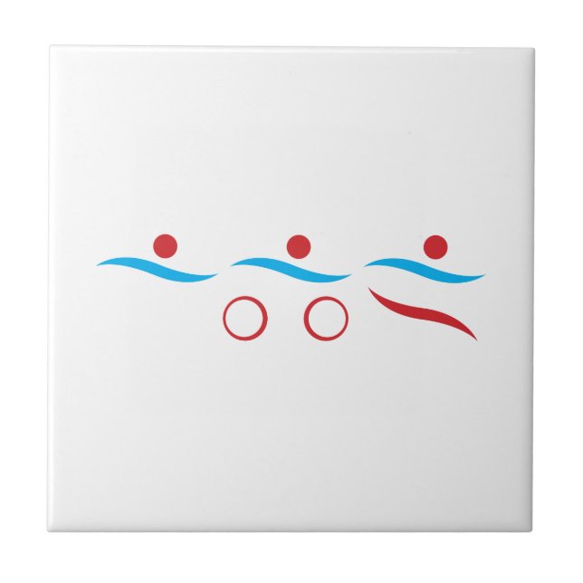 Triathlon modernt coolt logotyp keramiskt plattor kakelplatta (Framsidan)