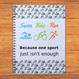 Triathlon mönster simma-cykelns sportcitat springa anteckningsbok med spiral