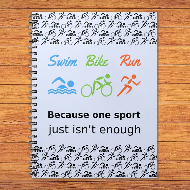 Triathlon mönster simma-cykelns sportcitat springa anteckningsbok med spiral (Skapare uppladdad)