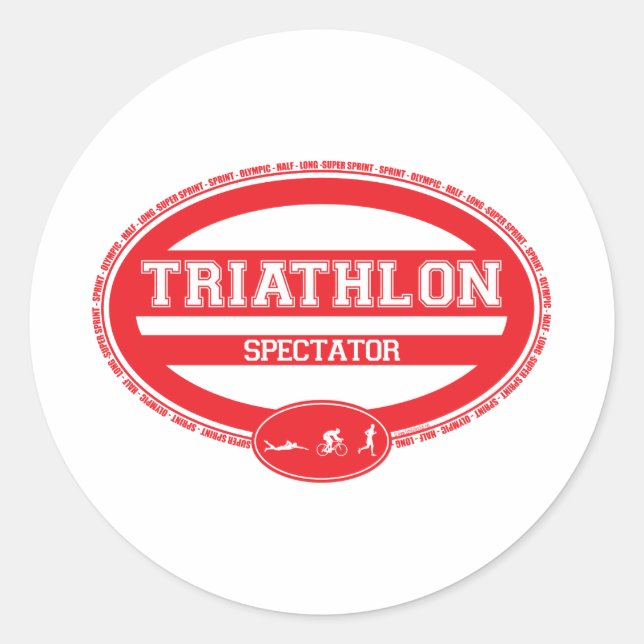 Triathlon Oval Runt Klistermärke (Framsida)