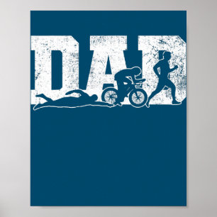 Triathlon Pappa Simma Bike Springa Fars dag Poster