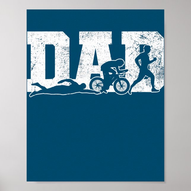 Triathlon Pappa Simma Bike Springa Fars dag Poster (Framsidan)