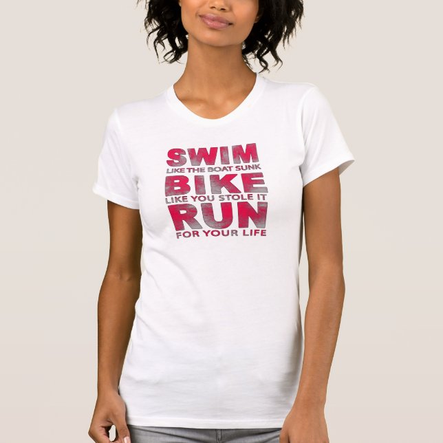 Triathlon - Simma, Bike, Springa, Funny Triathlete T Shirt (Framsida)