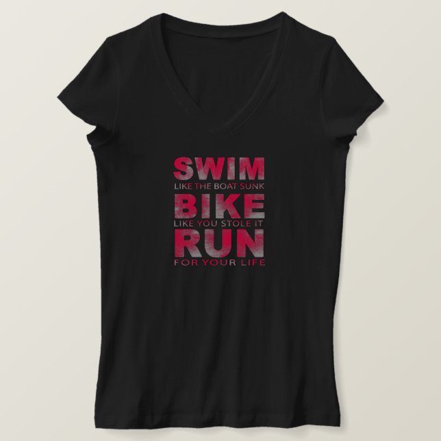 Triathlon - Simma, Bike, Springa, Funny Triathlete T Shirt (Design framsida)