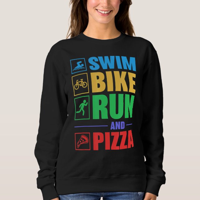 Triathlon Simma Bike Springa och Pizza T Shirt (Framsida)