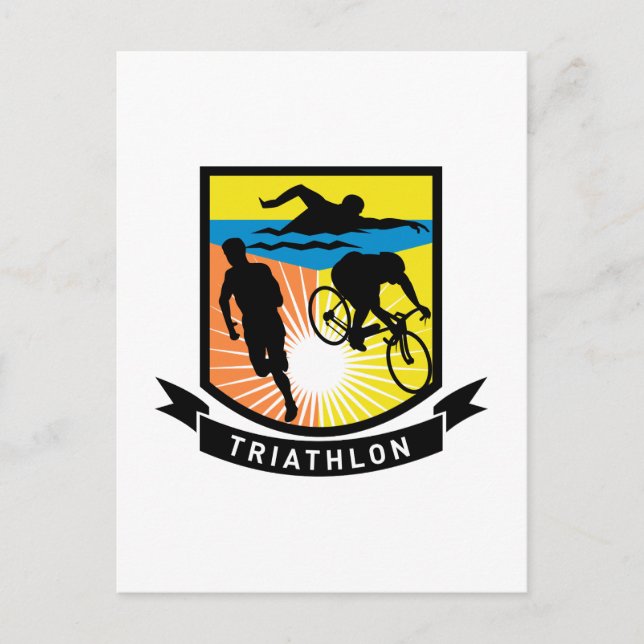 triathlon simma-cykel springa tävling vykort (Framsida)