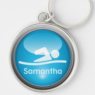Triathlon SIMMA skräddarsy Keychain Rund Silverfärgad Nyckelring