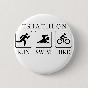 Triathlon springa, simma och cykel knapp
