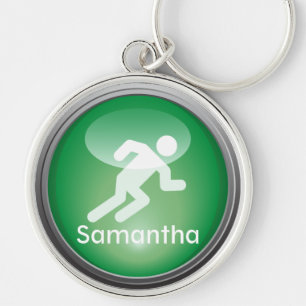 Triathlon SPRINGA skräddarsy Keychain Rund Silverfärgad Nyckelring