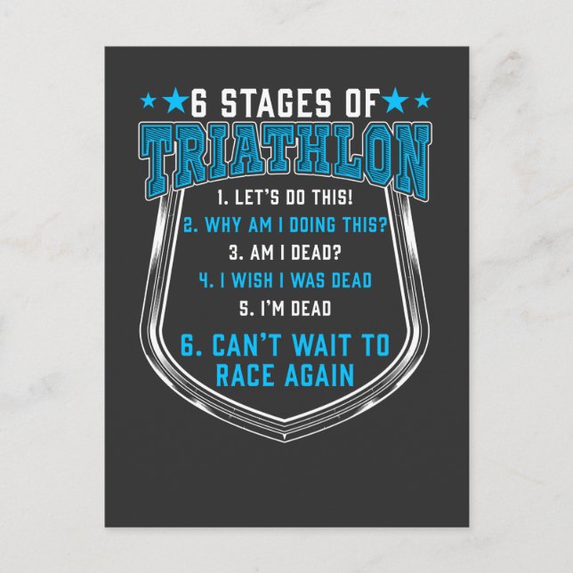 Triathlon Stages Triathlete Springer Swimmer Biker Vykort (Framsida)