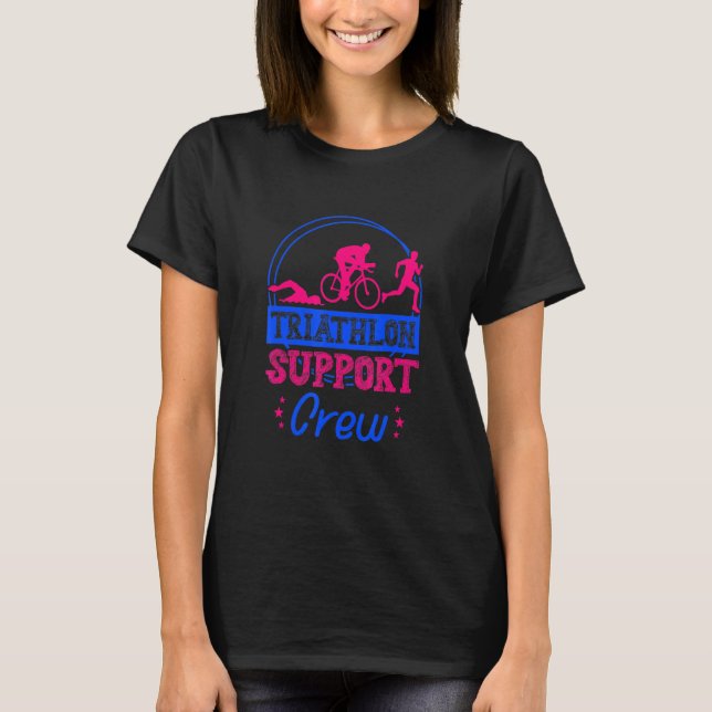Triathlon Supportpersonal Löpning Cykling Simning  T Shirt (Framsida)