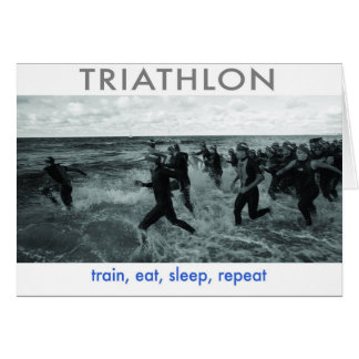 Triathlon - tåg, äter, sovar, repetition hälsningskort