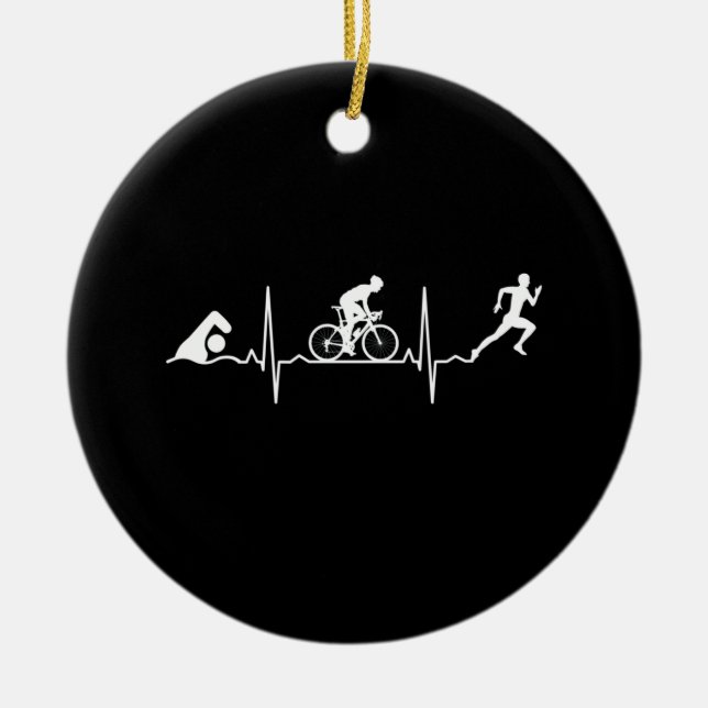 Triathlon - Triathlon Heartslag Julgransprydnad Keramik (Framsidan)