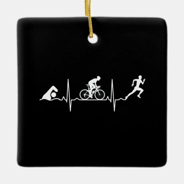 Triathlon - Triathlon Heartslag Julgransprydnad Keramik (Framsida)