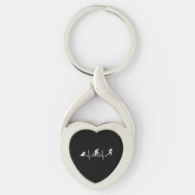 Triathlon - Triathlon Heartslag Twisted Heart Silverfärgad Nyckelring (Framsidan)