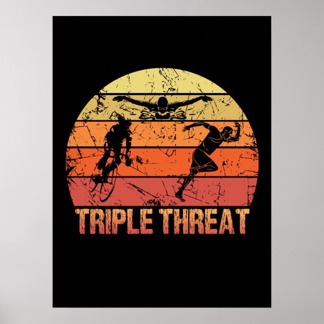 Triathlon Triple Threat Vintage Poster (Framsidan)
