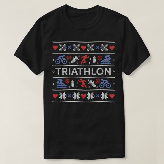 Triathlon Ugly Christmas Sweater Jumper T Shirt (Design framsida)
