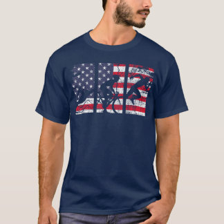 Triathlon USA Flaggriatlet Idrottare Sporter Simni T Shirt