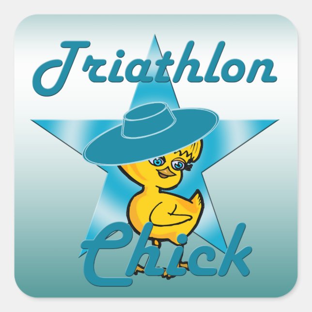 Triathlonchick #7 fyrkantigt klistermärke (Framsida)