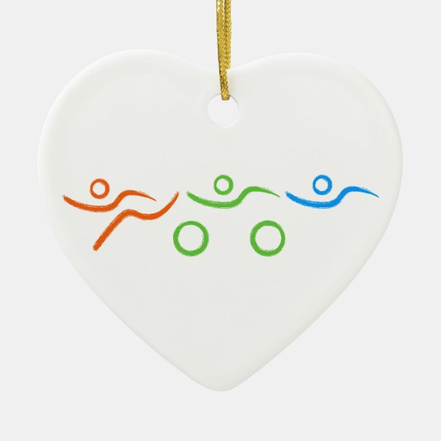 Triathloncoola och unik design julgransprydnad keramik (Framsidan)