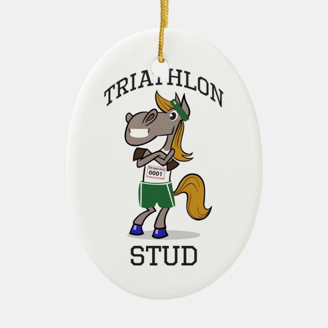 Triathlonen dubbar julgransprydnad keramik (Framsidan)