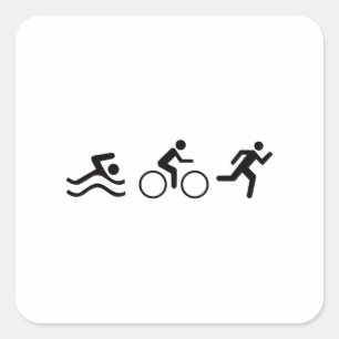 TRIATHLONLOGOTYP FYRKANTIGT KLISTERMÄRKE