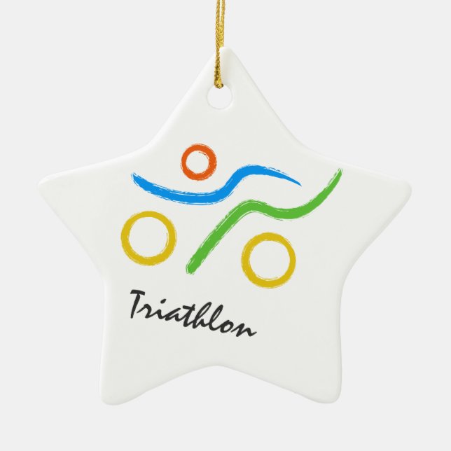 Triathlonlogotyp Julgransprydnad Keramik (Framsidan)