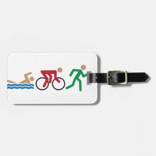 Triathlonlogotypsymboler i färg bagagebricka