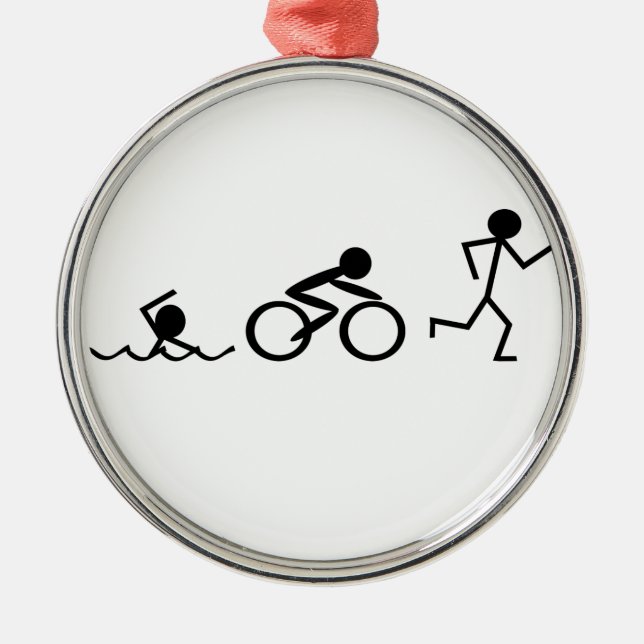 Triathlonstick figur julgransprydnad metall (Framsidan)