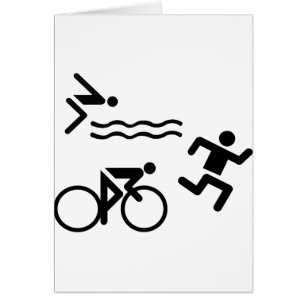 Triatholon - rinnande cykla för simning hälsningskort