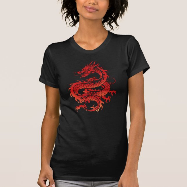 Tribal 90s y2k cyberpunk chinese dragon T-Shirt (Framsida)