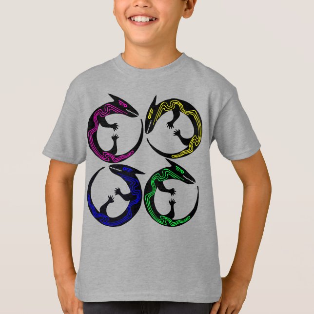 Tribal AbOriginal Tatto Ethnography Pagan Lizard T Shirt (Framsida)