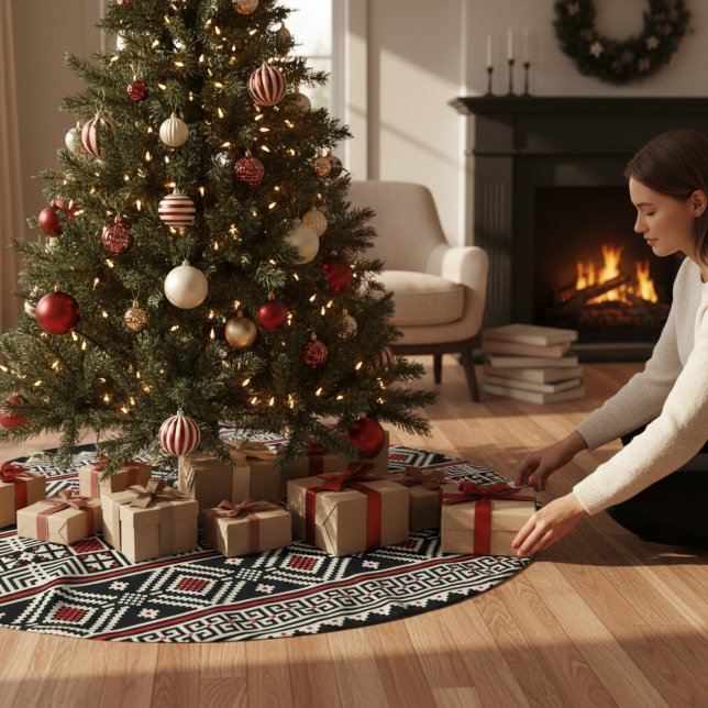 Tribal Abstrakt Mönster Julgransmatta Borstad Polyester (Skapare uppladdad)
