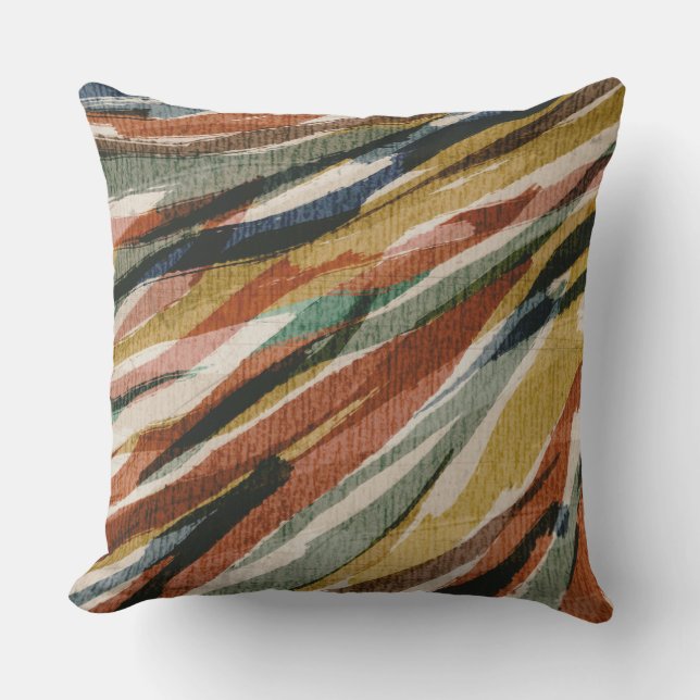Tribal Abstrakt Zebra Rand Brown Grönt Blue Kudde (Framsida)