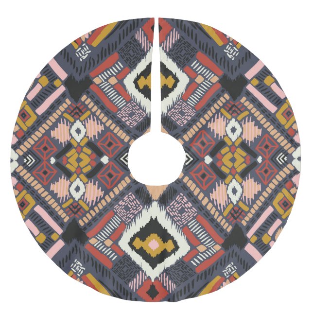 Tribal African Chevron Aztec Mönster Julgransmatta Borstad Polyester (Framsidan)