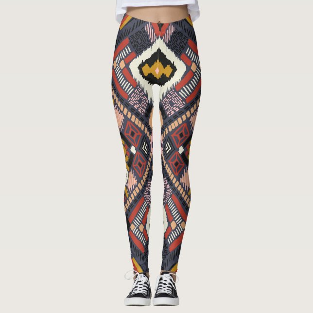 Tribal African Chevron Aztec Mönster Leggings (Framsida)