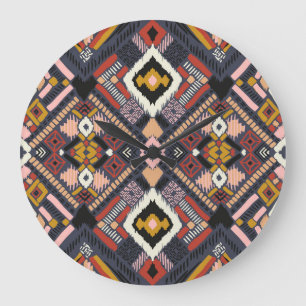 Tribal African Chevron Aztec Mönster Stor Klocka