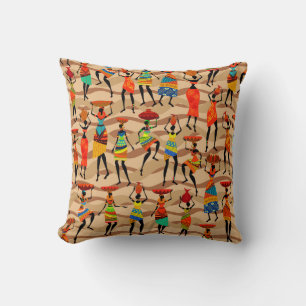 Tribal African Mönster Ethnic Brown Kudde