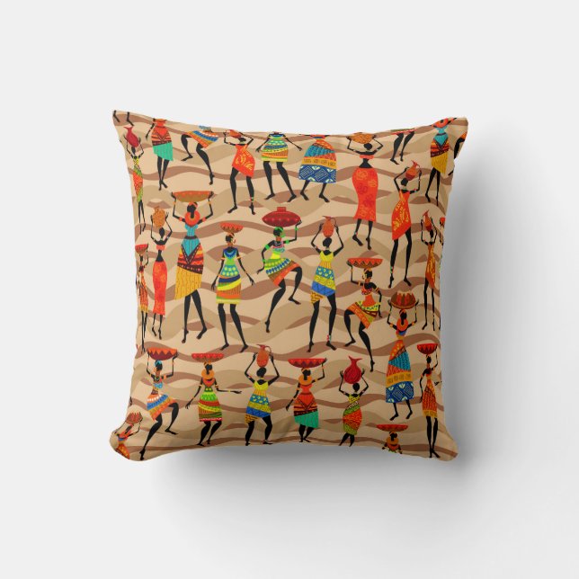 Tribal African Mönster Ethnic Brown Kudde (Framsida)