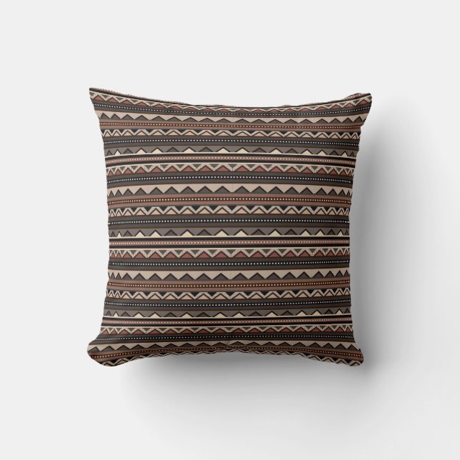 Tribal African Mönster Ethnic Brown Rand Kudde (Framsida)