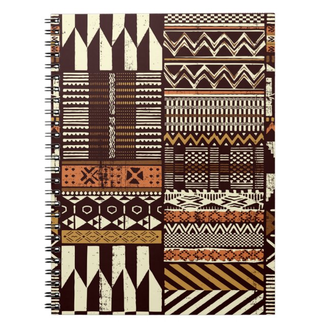 Tribal African stil Patchwork abstrakt vin Anteckningsbok (Framsidan)