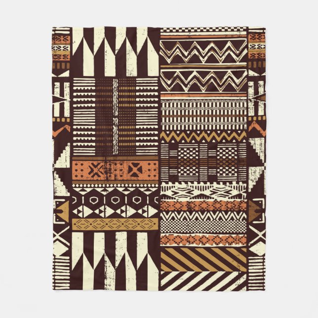 Tribal African stil Patchwork abstrakt vin Fleecefilt (Framsidan)