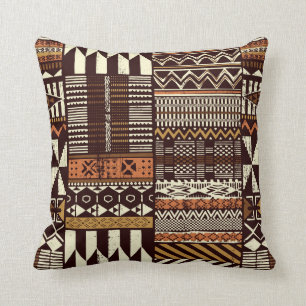 Tribal African stil Patchwork abstrakt vin Kudde