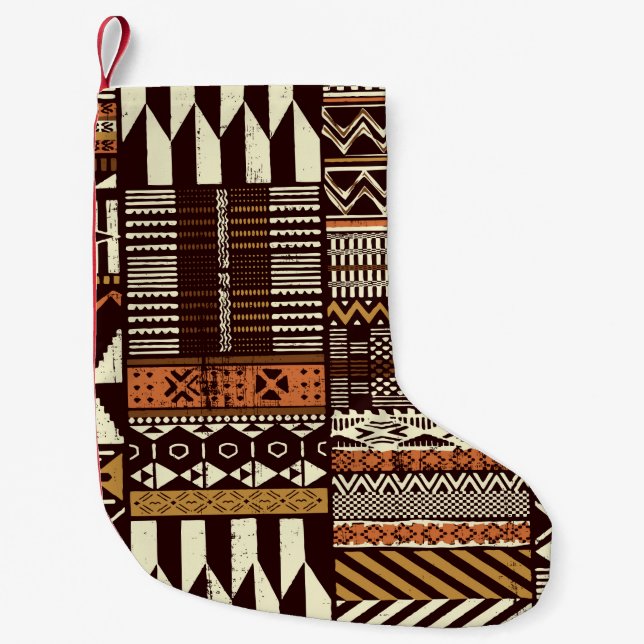 Tribal African stil Patchwork abstrakt vin Liten Julstrumpa (Framsidan)